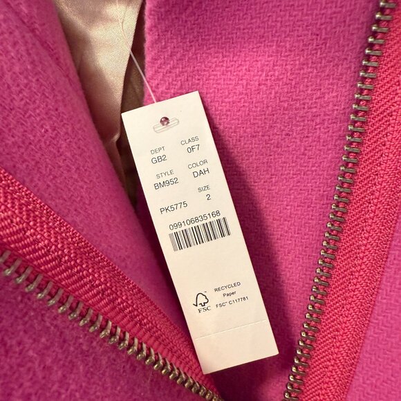 J. Crew NWT Italian Stadium Cloth Nello Gori Wool Pink Cocooon Pea Coat size 2 - Picture 4 of 8